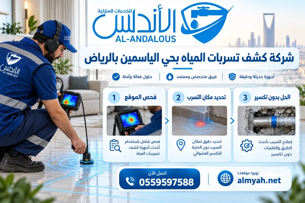 شركة كشف تسربات المياه بحي الياسمين بالرياض