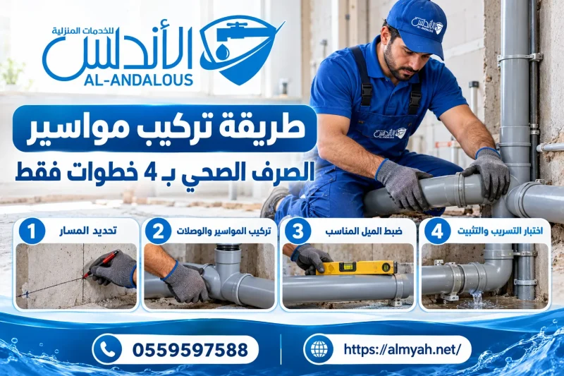 طريقة تركيب مواسير الصرف الصحي بـ 4 خطوات فقط 0559597588 خصم يصل الى 35%