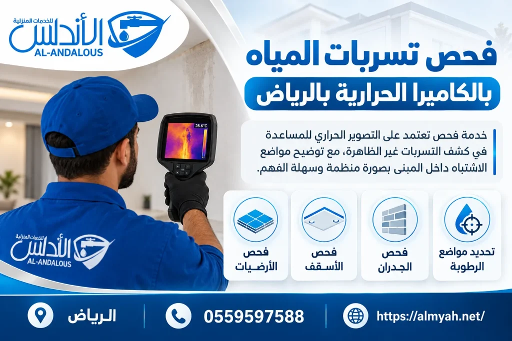 فحص تسربات المياه بالكاميرا الحرارية بالرياض