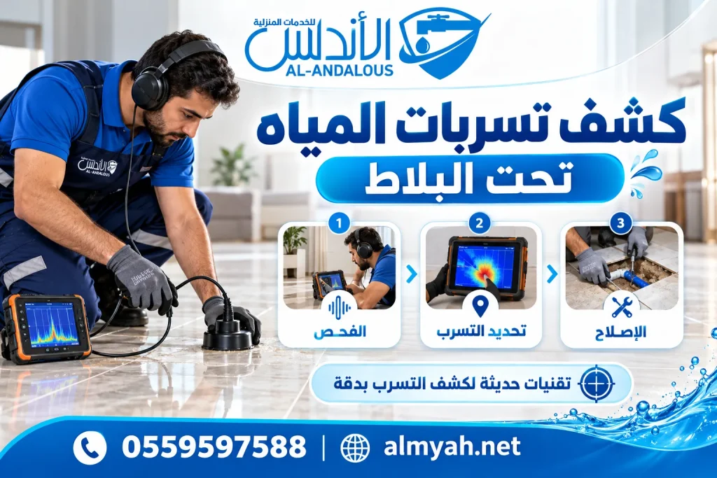 كشف تسربات المياه تحت البلاط